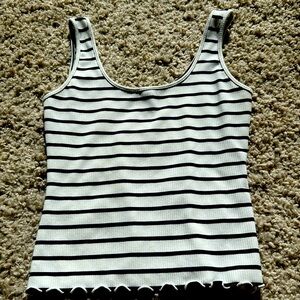 Cute form fitting black and white striped tank